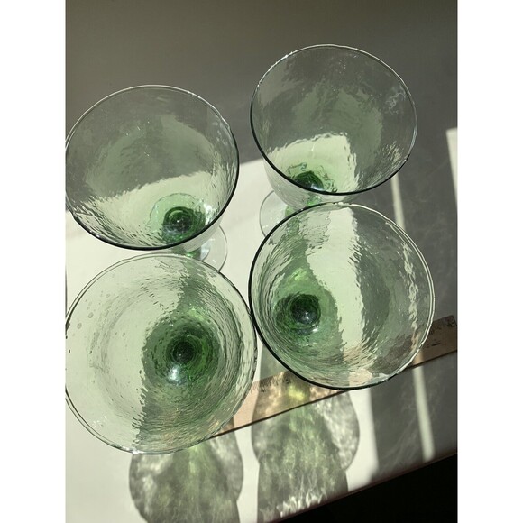 Celebrating Home Or Home Interiors Green Pebbled Goblets Green Stems - Picture 2 of 4